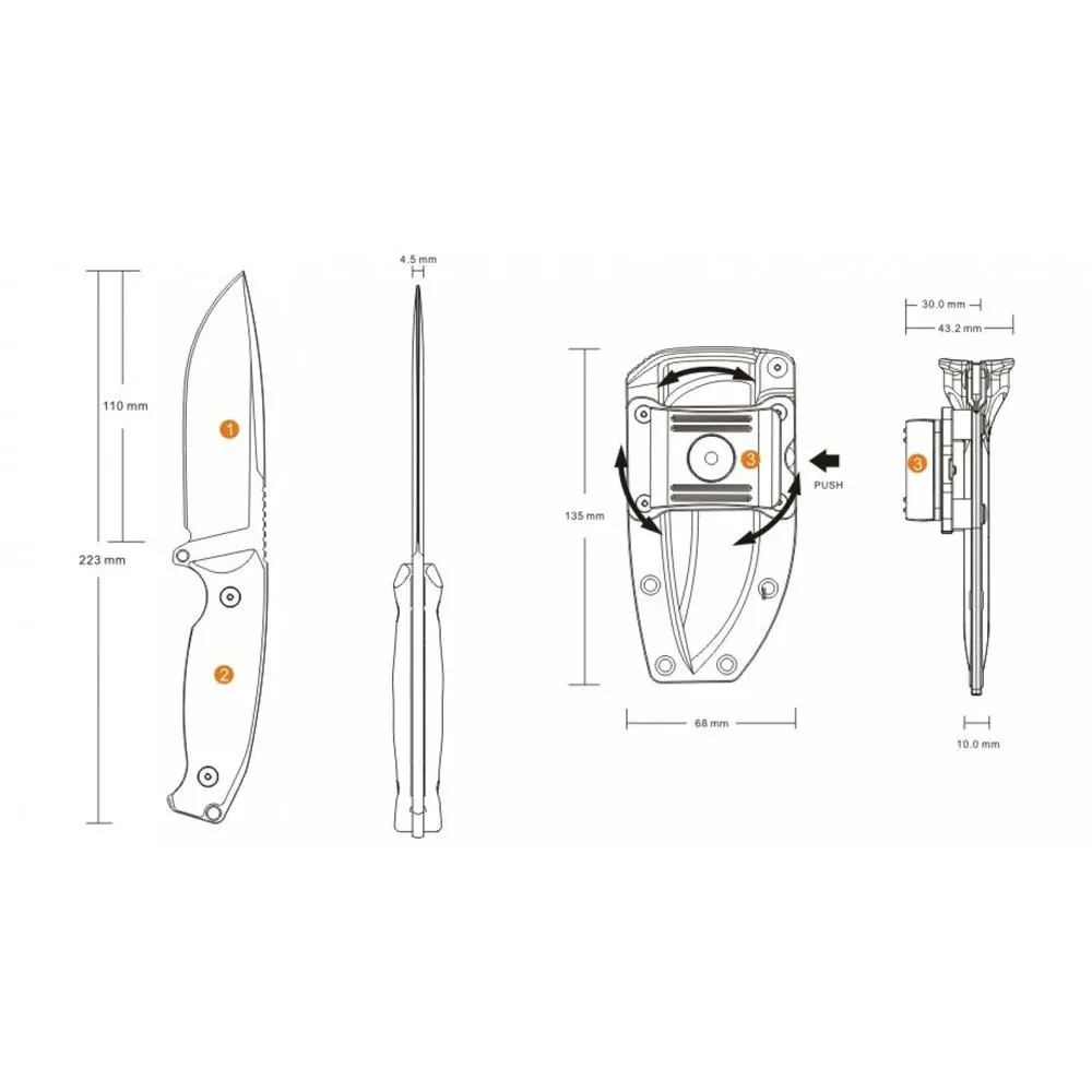 RUIKE JAGER F118G – CUCHILLO CON FUNDA ROTATIVA KYDEX